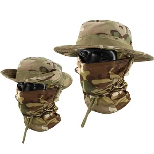 Camouflage tactische boonie hoed set met bijpassend gezichtsmasker voor zonbescherming