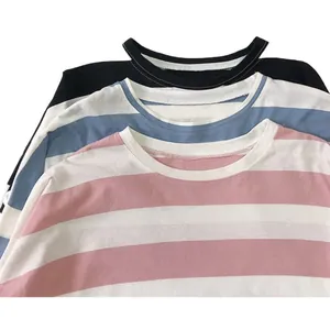 Casual gestreepte damesshirts met lange mouwen in de kleuren roze blauw en zwart