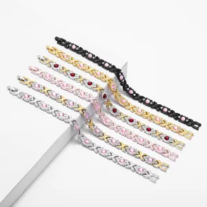Collection of elegant adjustable fashion bracelets in various metallic finishes and crystal colors.