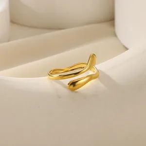 Minimalist double-layer gold open ring featuring smooth organic design for daily wear