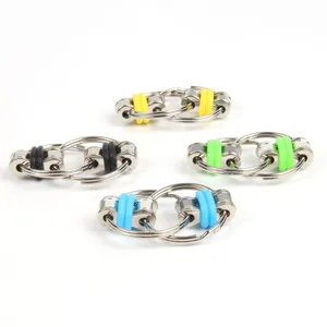 Detailed view of colorful bike chain fidget toy keychains for stress relief and focus.