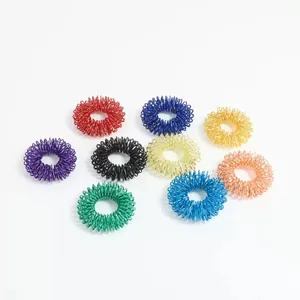 Assorted colorful stainless steel spring acupressure finger massage rings for stress relief