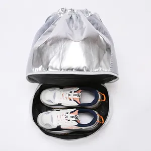 Silver dry-wet separated fitness backpack with independent bottom shoe compartment