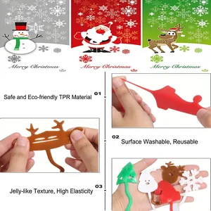 Detailansicht dehnbarer Weihnachts-Klebespielzeuge mit Flexibilität und Textur.