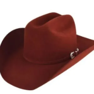 Premium dark red pure wool felt Western cowboy hat with classic curved brim design