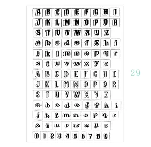 Clear silicone stamps set with vintage fonts, alphabet, and numbers for DIY journals.