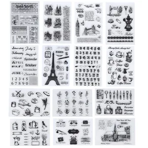 Vintage Transparent Silicone Clear Stamps For DIY Scrapbooking Photo Album Diary Journal Decor Retro Plant Graphic Stamps