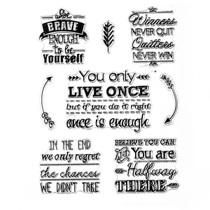 Vintage transparent silicone stamps with motivational quotes for DIY scrapbooking and cards