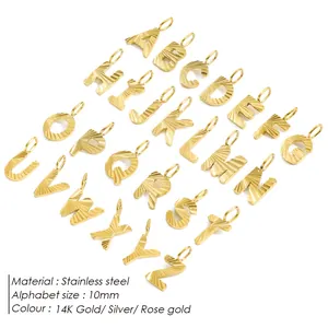 Complete set of 26 diamond-cut stainless steel alphabet pendants for DIY jewelry making
