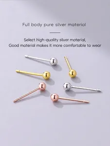 Detailansicht von S925 Sterling Silber Kugelstecker in Silber Gold und Roségold Ausführungen