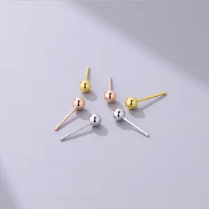 Minimalistische S925 Sterling Silber Kugelohrstecker in Gold Silber und Roségold