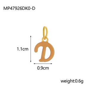 Detail view of 18K gold plated enamel letter D pendant charm for DIY jewelry making