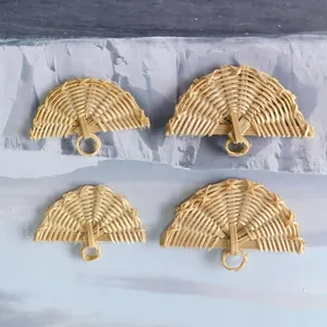Accessori per mini ventagli bohémien intrecciati a mano in rattan naturale per gioielli