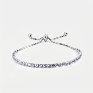 Luxury 925 Sterling Silver Tennis Bracelet For Women Sparkling Moissanite Adjustable Chain Bracelet High Quality Fine Jewelry Gift