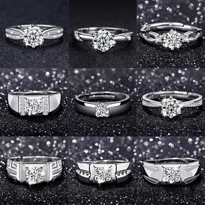 Συλλογή από δαχτυλίδια moissanite από ασήμι για άνδρες και γυναίκες