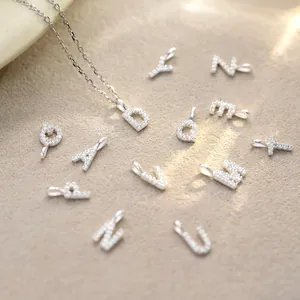 925 Sterling Silver Initial Letter A-Z Pendant Necklace For Women Pave Zirconia Gold Silver Plated Dainty Personalized Jewelry Gift