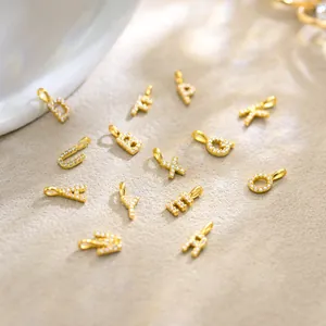 Sparkling S925 sterling silver alphabet pendants with paved cubic zirconia stones