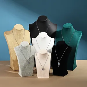 Espositore per Collane Professionale a Forma di H in Pelle PU e Velluto Busto per Gioielli Organizer per Esposizione da Banco