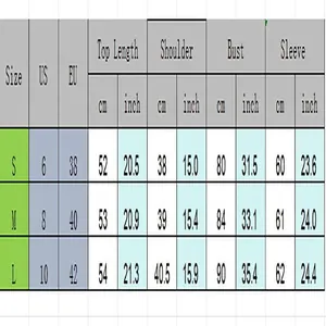Detailed size chart for women's slim fit round neck long sleeve T-shirt in cm and inch