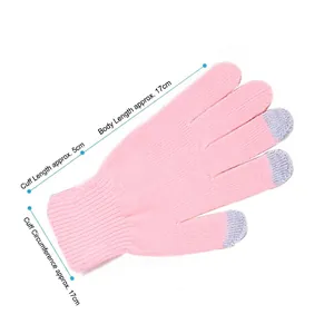 Rosa gestrickte Touchscreen-Handschuhe für den Winter, 17 cm Länge, 17 cm Handgelenkumfang