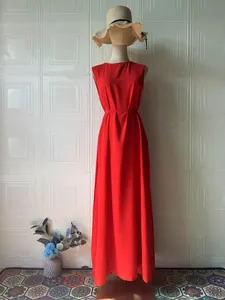Red sleeveless maxi dress for summer, casual and comfortable floor-length design.