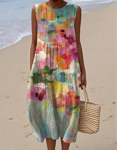 Elegant sleeveless floral print maxi dress perfect for casual summer beach vacations