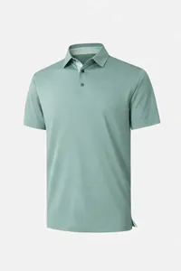 Polo de manga corta para hombre verde salvia estilo negocios con tejido de malla