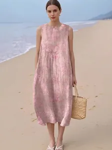 Elegant sleeveless floral maxi dress for casual summer beach vacation wear