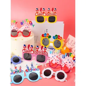 Occhiali Decorativi per Feste di Compleanno a Cartoni Animati Simpatici Occhiali da Sole in Plastica per Bambini Oggetti di Scena Fotografici Design a Cupcake e Girasole