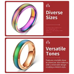 Thermochromer Edelstahlring Temperaturempfindlicher Farbwechsel-Stimmungsring Für Herren Damen Paar Minimalistischer Schmuck