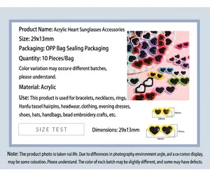 Guide des tailles détaillé pour les accessoires de lunettes de poupée en acrylique en cœur