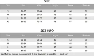 Detaillierte Größentabelle für figurbetonte Damen-Chiffonbluse mit Trompetenärmeln