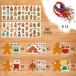 DIY Christmas gingerbread man craft kit with stickers and ribbons for kids