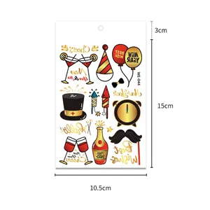 Detailed dimensions of New Year theme decorative stickers sheet, size 10.5x15cm.