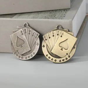 Vintage Alloy Poker Card Charms Royal Flush Spades Design For Necklace Bracelet DIY Jewelry Making Bronze Silver Accessory