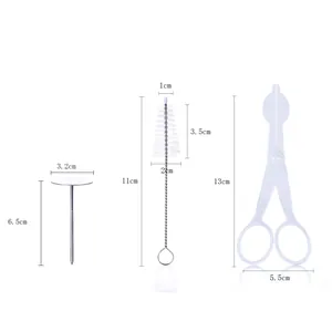 Dimensions de l'ensemble de 3 outils de décoration de gâteaux avec clou et ciseaux
