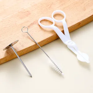 Outils De Décoration De Gâteaux Clou À Fleurs En Acier Inoxydable Ciseaux En Plastique Brosse En Nylon Cuisson