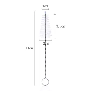 Vue détaillée du goupillon en nylon pour douilles avec dimensions de 11 cm de long