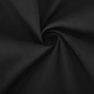 Detailed close-up view of premium black cotton linen fabric showing natural texture and weave