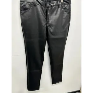 Men's windproof black PU leather pants for outdoor cycling and daily casual wear