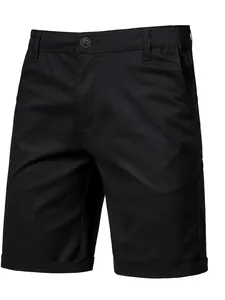 High-quality close-up of black slim-fit cotton casual shorts for men outdoor wear