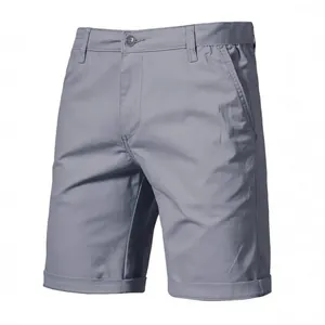 Men Cotton Outdoor Casual Shorts Slim Fit Straight Leg Solid Color Camping Summer Fashion Bottoms