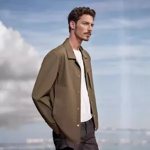 Veste de travail pour homme vert militaire avec poches pour le printemps et l'automne