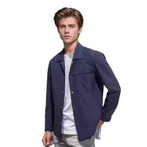 Veste de travail pour homme bleu marine de printemps avec poche poitrine fonctionnelle