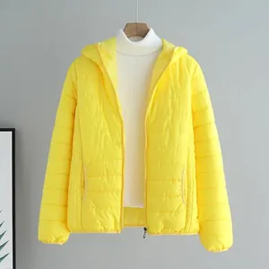 Women's Lightweight Puffer Jacket Slim Fit Short Hooded Cotton Padded Coat Casual Winter Warm Outerwear For Students Women