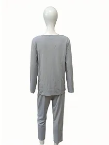 Rear view of grey casual two-piece leisure set displayed on a white mannequin