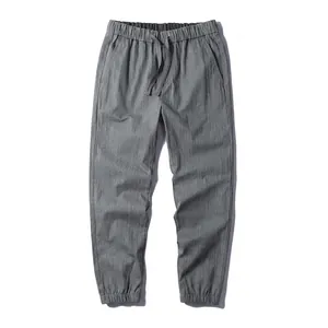 Men Casual Cotton Harem Jogger Pants Japanese Style Drawstring Elastic Waist Solid Color Washed Bottom Trousers