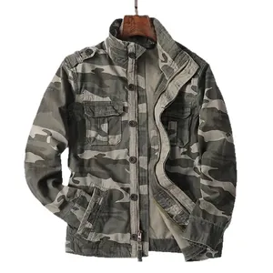 Veste militaire camouflage pour homme avec de multiples poches et col montant
