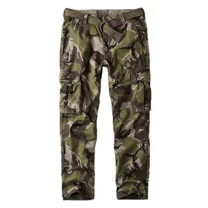American retro men's camouflage cargo pants made of pure cotton with multi-pockets