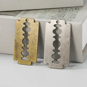 Vintage Alloy Razor Blade Shaped Pendants For DIY Jewelry Making Necklace Bracelet Punk Industrial Style Antique Metal Charms